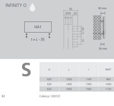 Graziano radiators Infinity O Badheizkörper Handtuchheizkörper italienischer Designheizkörper, exklusives Design für Ihr Traumbad