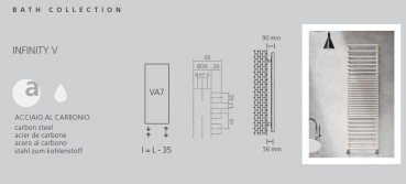 Graziano radiators Infinity V Badheizkörper Handtuchheizkörper italienischer Designheizkörper, exklusives Design für Ihr Traumbad