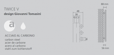 Graziano radiators Twice V Badheizkörper Handtuchheizkörper italienischer Designheizkörper, exklusives Design für Ihr Traumbad