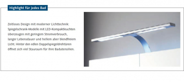 HSK ALU-Spiegelschrank ASP 300 LED Aluminium mit Doppelspiegeltüren 600 x 750