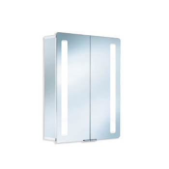 HSK ALU-Spiegelschrank ASP Softcube LED Aluminium mit Doppelspiegeltüren 600 x 750