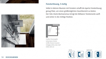 HSK Aperto U-Kabine Fensterlösung Duschkabine mit Pendeltüren Montage vor Fenster