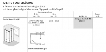 HSK Aperto U-Kabine Fensterlösung Duschkabine mit Pendeltüren Montage vor Fenster