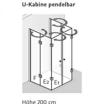 HSK Aperto U-Kabine mit Falttüren an Wand klappbar Vorwanddusche U-Dusche