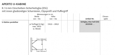 HSK Aperto U-Kabine mit Falttüren an Wand klappbar Vorwanddusche U-Dusche