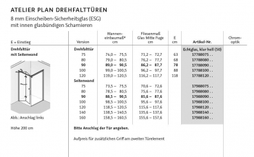 HSK Atelier Plan Drehfalttür Falttür mit Seitenwand Duschkabine Eckkabine Fronteinstieg