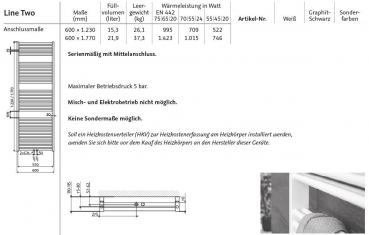 HSK Designheizkörper Line Two Handtuchheizkörper Badheizkörper mit Aussparungen für Handtücher