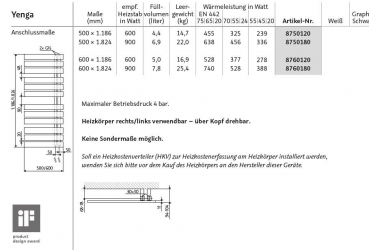 HSK Designheizkörper Yenga Handtuchheizkörper Badheizkörper mit Aussparungen für Handtücher