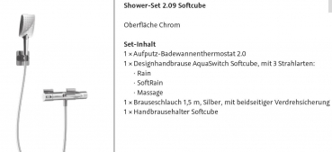 HSK Duschgarnitur, Duschset, Shower-Set Softcube 2.09 für Badewanne