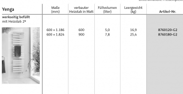 HSK Elektroheizkörper Designheizkörper Yenga mit Heizstab Typ 2 Handtuchheizkörper Badheizkörper