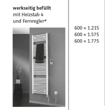 HSK Elektroheizkörper Line mit Heizstab 4 Handtuchheizkörper Badheizkörper mit Aussparungen für Handtücher