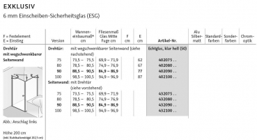 HSK Exklusiv Drehtür mit schwenkbarer Seitenwand Eckdusche Fronteinstieg Duschkabine