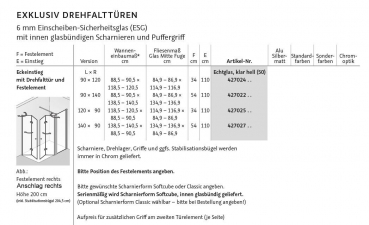 HSK Exklusiv Eckeinstieg mit Drehfalttüren an Seitenteil Eckdusche Duschkabine