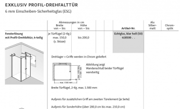 HSK Exklusiv Fensterlösung Duschkabine vor Fenster Falttüren schwenkbar