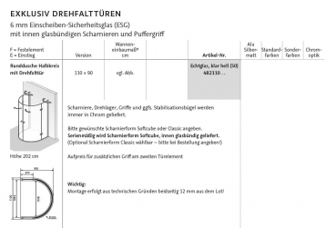 HSK Exklusiv Halbrund-Dusche Runddusche Halbkreis mit 2 Falttüren Duschkabine