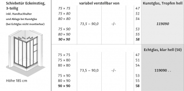 HSK Favorit Eckeinstieg 3-teilig mit Schiebetüren in Kunstglas oder Echtglas