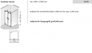 HSK K2 Pendeltür Drehtüren für Nische Nischentür Duschabtrennung inkl. Aufmaß