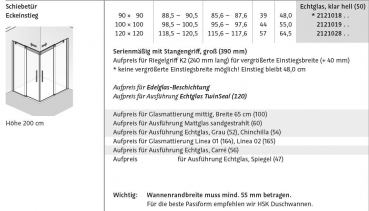 HSK K2P Eckeinstieg mit Schiebetüren Eckkabine Duschkabine