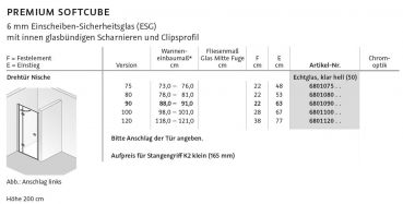 HSK Premium Softcube Drehtür für Nische Nischentür Duschabtrennung