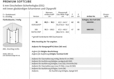 HSK Premium Softcube Fünfeck-Duschkabine Dusche mit Drehtür