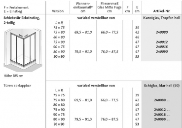 HSK Prima 2-teiliger Eckeinstieg Eckdusche ESG-Glas