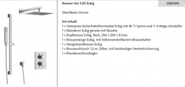 HSK Shower-Set 3.05 eckig Duschset Duschgarnitur Unterputz