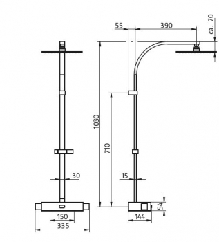 HSK Shower-Set Duschset RS 500 AquaSwitch Thermostat mit Glasablage