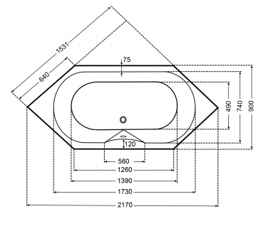 Börsting Sechseckwanne Titanic 2170 Acryl-Badewanne mit optionalem Whirlpool, modernes Design für Ihr Traumbad