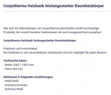 Heizbank Designheizkörper von Corpotherma