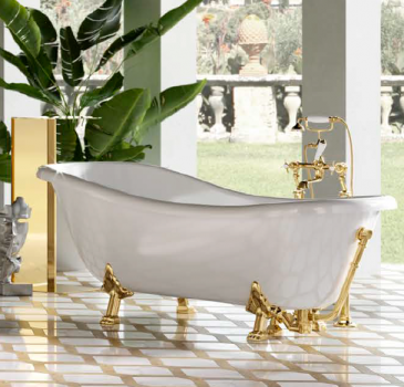 Hidra Badewanne Ellade freistehend mit Löwenfüßen in Weiß / Chrom / Bronze / Gold