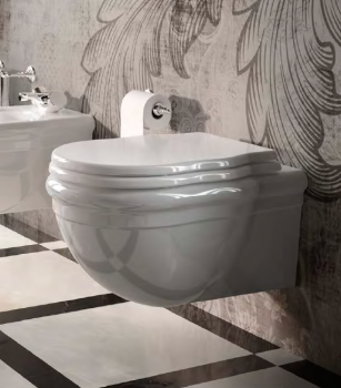Hidra WC Ellade Hänge- oder Wand-Montage Toilette Weiß / Schwarz / Gold