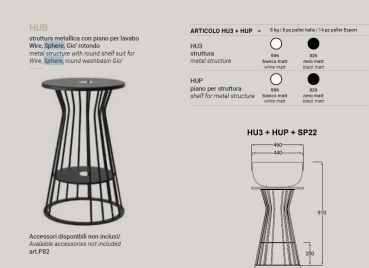 Hidra Metallstruktur Hub passend für Wire-Waschtisch oder Aufsatzwaschbecken, freistehend, italienisches Design für Ihr Traumbad