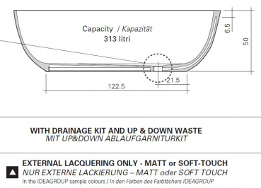 Idea Aqua Badewanne Disenia Round freistehend aus CRISTALPLANT®