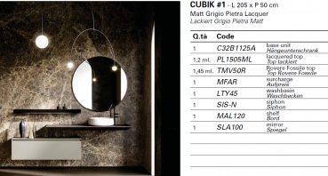 Idea Badmöbelset Cubik 01 exklusives und elegantes Badezimmer-Waschtisch-Set