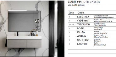 Idea Badmöbelset Cubik 14 exklusives und elegantes Badezimmer-Waschtisch-Set