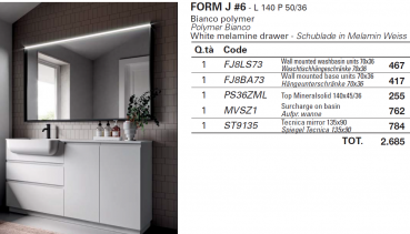 Idea Badmöbelset Form J6 exklusives und elegantes Badezimmer-Waschtisch-Set