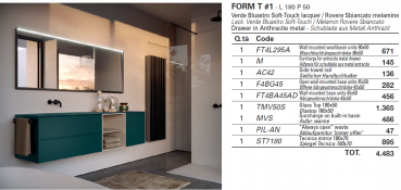 Idea Badmöbelset Form T1 exklusives und elegantes Badezimmer-Waschtisch-Set