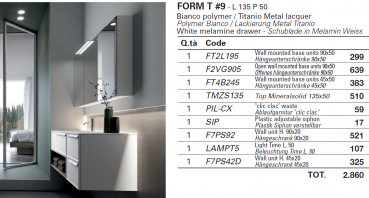 Idea Badmöbelset Form T9 exklusives und elegantes Badezimmer-Waschtisch-Set