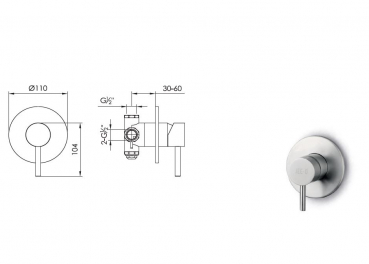 Jee-O Unterputz Brauseregler Slimline mixer 01, Duscharmatur mit Unterputzkörper