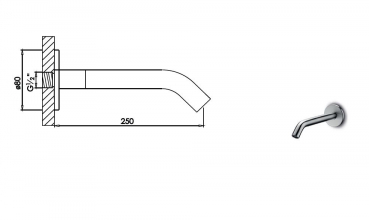 Jee-O Wandauslauf slimline spout long Auslauf für Waschtisch oder Badewanne