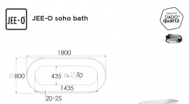 Jee-O soho bath Badewanne 180 x 80 aus Dadoquartz mit integriertem Überlauf