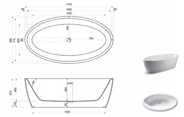 Jee-o DadoQuartz Design-Badewanne Maya 1700