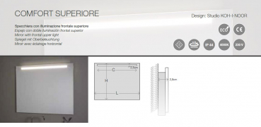 Koh-I-Noor Spiegel mit LED-Beleuchtung Comfort Line Superiore italienisches Design für Bad und Wohnraum