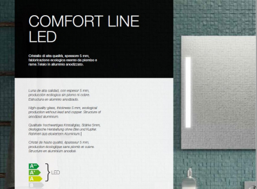 Koh-I-Noor Spiegel mit LED-Beleuchtung Comfort Line Laterale italienisches Design für Bad und Wohnraum