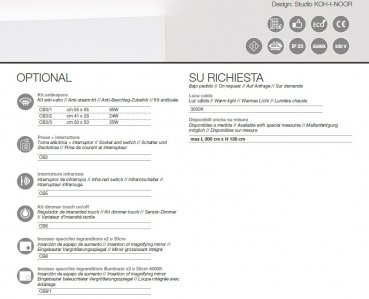Koh-I-Noor Spiegel mit LED-Beleuchtung Luce Ambiente italienisches Design für Bad und Wohnraum