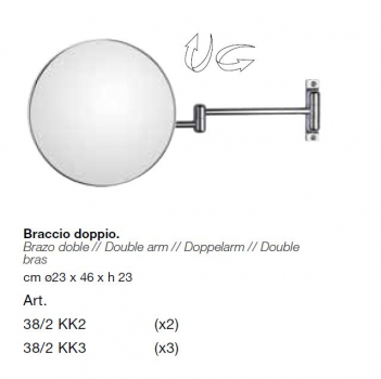 Koh-I-Noor Vergrößerungsspiegel Discolo 3 Kosmetikspiegel Schminkspiegel Rasierspiegel, italienisches Design für Ihr Bad