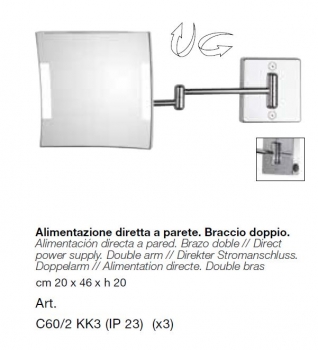 Koh-I-Noor Vergrößerungsspiegel Quadrolo LED 4 Kosmetikspiegel mit LED-Beleuchtung, italienisches Design für Ihr Bad