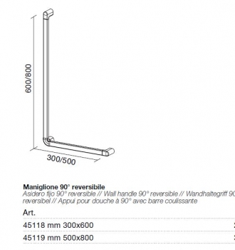 Koh-I-Noor Sicherheitsgriff Maniglione Wandhaltegriff 90°, italienisches Design für Ihr Bad