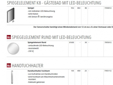 Lanzet Badmöbelset K8 für Gästebad Unterschrank mit Regal und LED