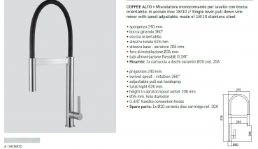 Mamoli Küchenarmatur Kitchen Coffee alto 7222 Wasserhahn satiniert